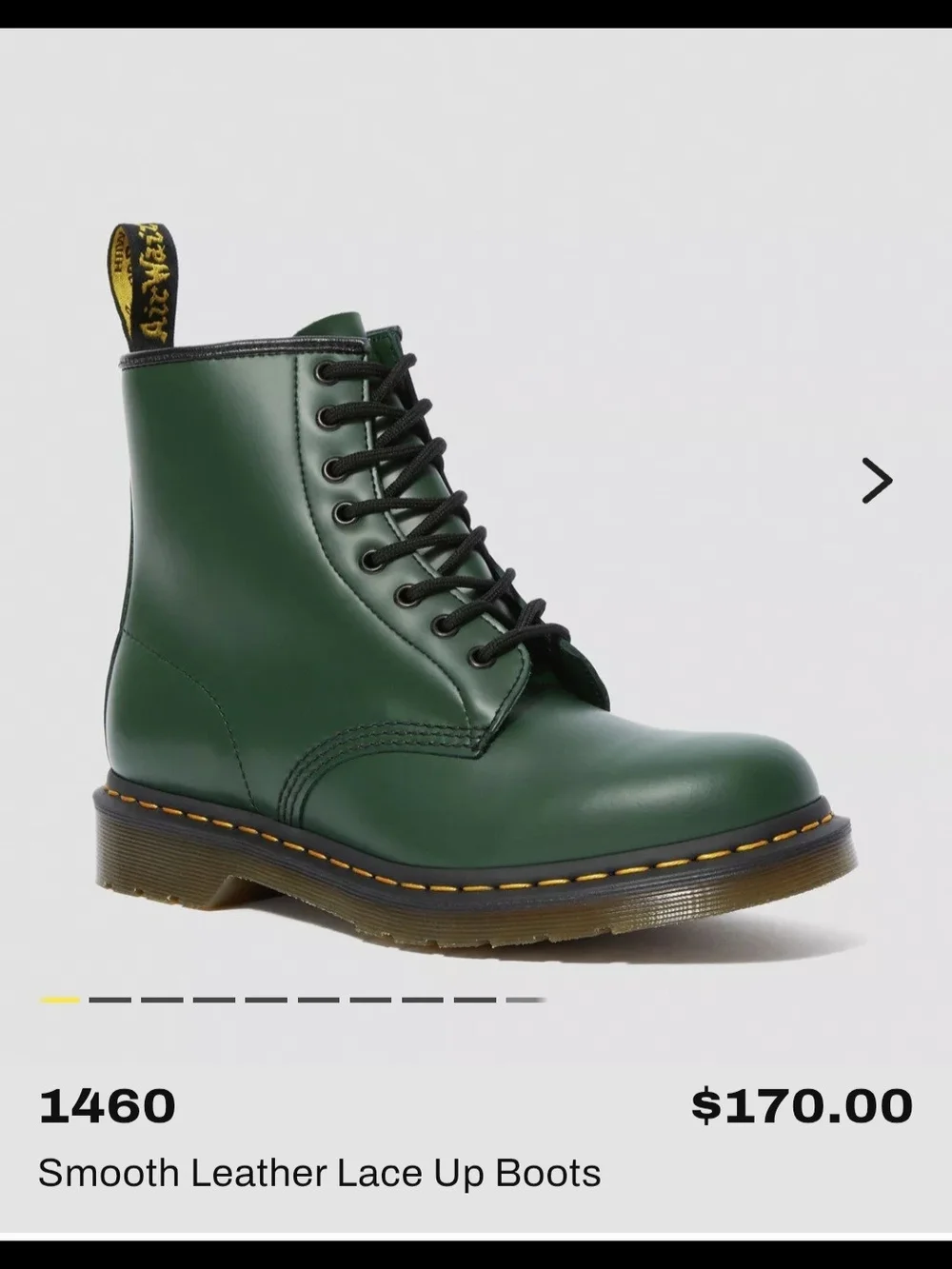 Dr. Martens 1460 Smooth Leather Lace-Up Boots in Green - Picture 1 of 5
